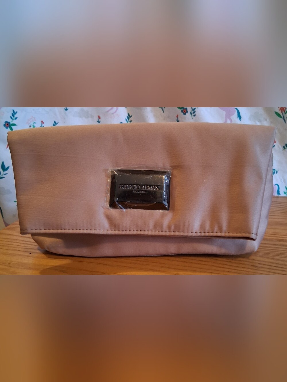 NWT Giorgio Armani Pink Fold Over Travel Cosmetic Beauty Flap Pouch Bag
